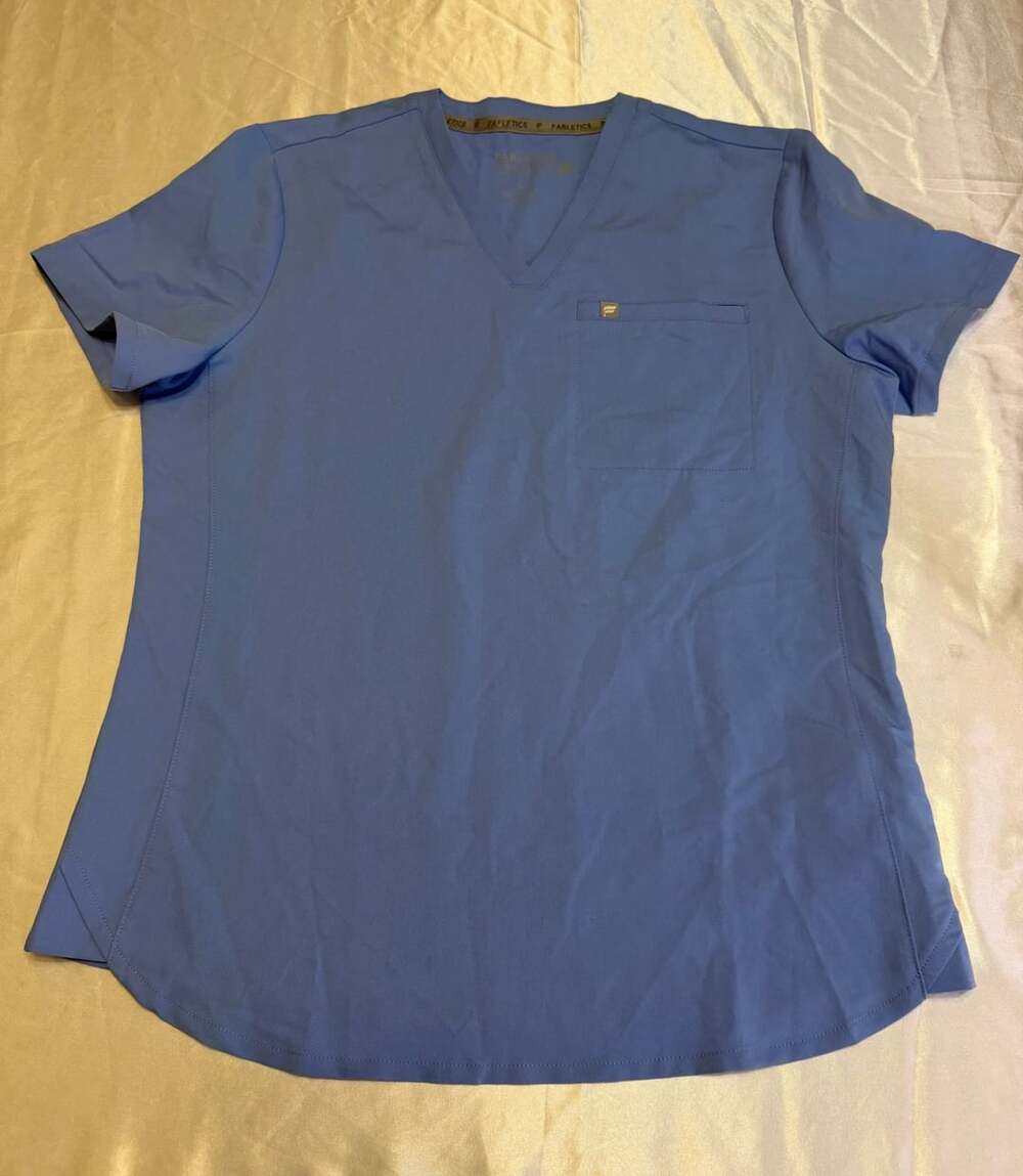 Fabletics Method 1-Pocket V-Neck Scrub Top Blue Small